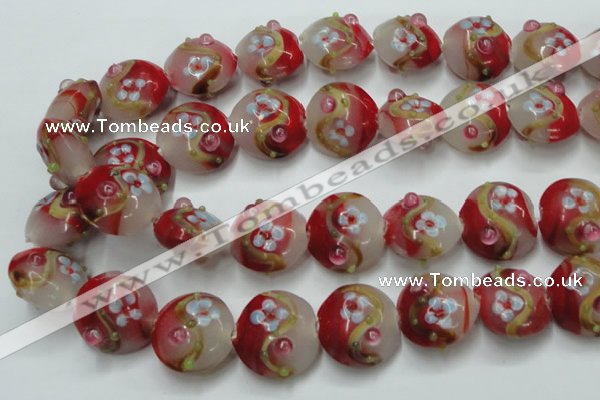 CLG817 15.5 inches 20mm flat round lampwork glass beads wholesale