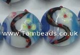 CLG818 15.5 inches 20mm flat round lampwork glass beads wholesale