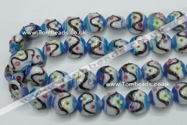 CLG818 15.5 inches 20mm flat round lampwork glass beads wholesale