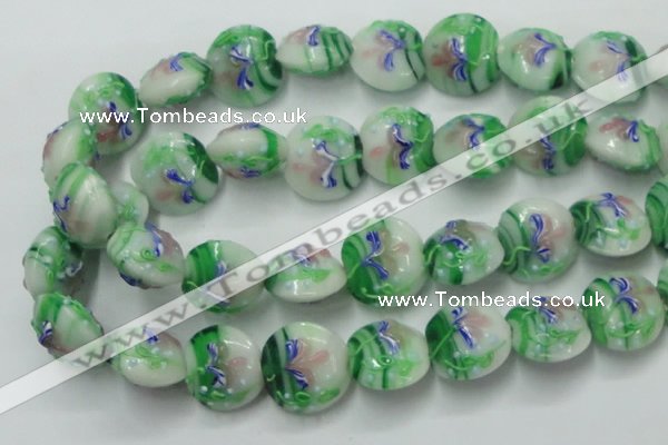 CLG821 15.5 inches 20mm flat round lampwork glass beads wholesale