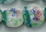 CLG824 15.5 inches 20mm flat round lampwork glass beads wholesale