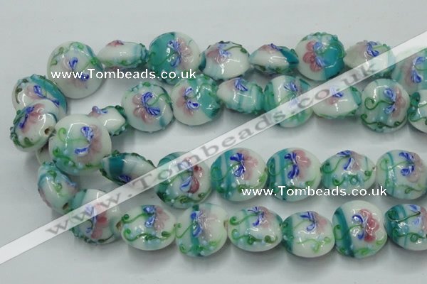 CLG824 15.5 inches 20mm flat round lampwork glass beads wholesale