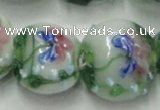 CLG825 15.5 inches 20mm flat round lampwork glass beads wholesale