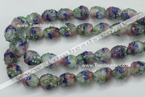 CLG827 15.5 inches 14*18mm pear lampwork glass beads wholesale