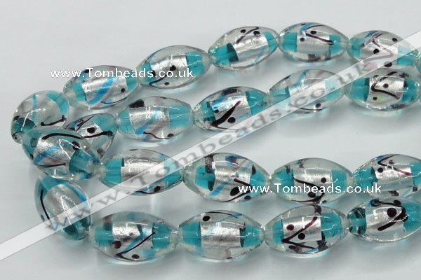 CLG857 15.5 inches 16*28mm rice lampwork glass beads wholesale