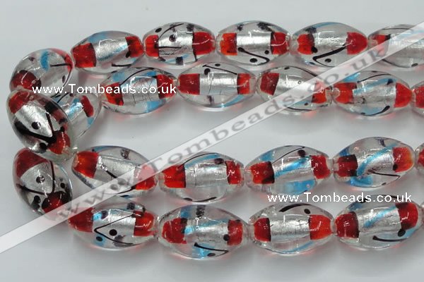 CLG858 15.5 inches 16*28mm rice lampwork glass beads wholesale