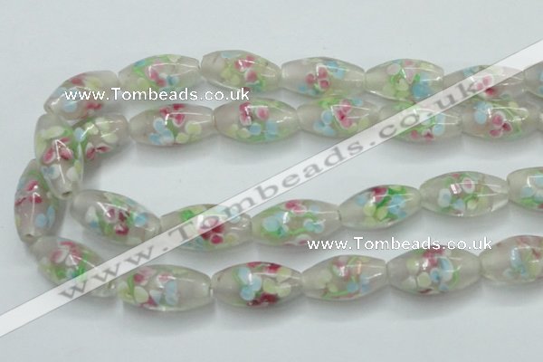 CLG865 14 inches 10*20mm rice lampwork glass beads wholesale