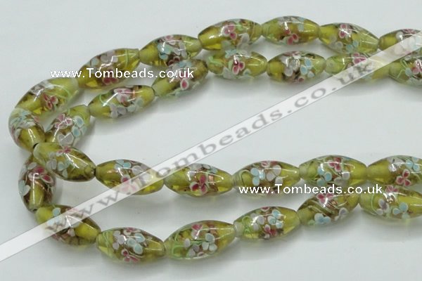 CLG868 15.5 inches 10*20mm rice lampwork glass beads wholesale