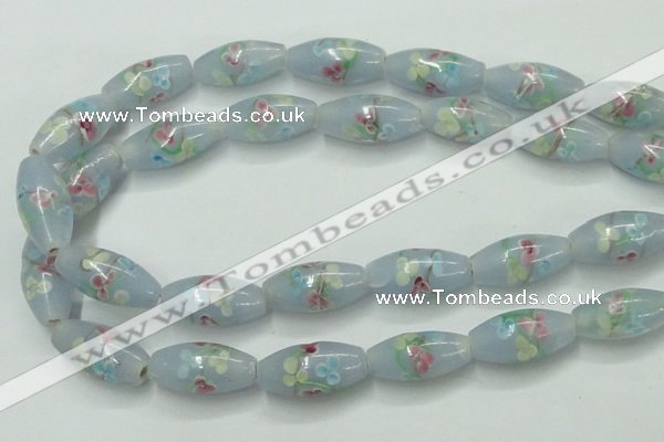 CLG869 15.5 inches 10*20mm rice lampwork glass beads wholesale