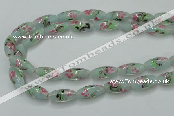 CLG870 15.5 inches 10*20mm rice lampwork glass beads wholesale