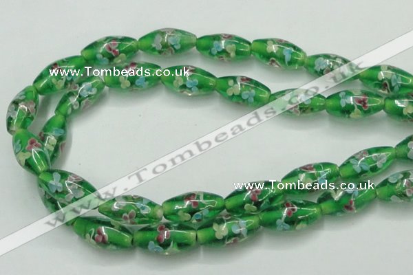 CLG873 15.5 inches 10*20mm rice lampwork glass beads wholesale