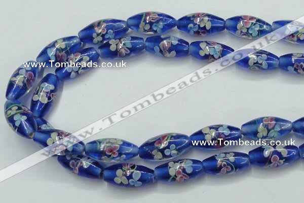 CLG874 15.5 inches 10*20mm rice lampwork glass beads wholesale