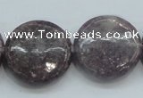 CLI02 15.5 inches 25mm flat round natural lilac jasper beads wholesale