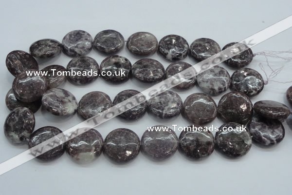 CLI02 15.5 inches 25mm flat round natural lilac jasper beads wholesale