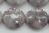 CLI57 15.5 inches 25mm flat round natural lilac jasper beads wholesale