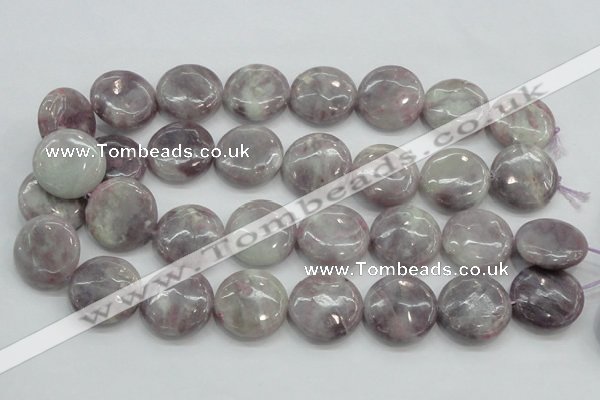 CLI57 15.5 inches 25mm flat round natural lilac jasper beads wholesale