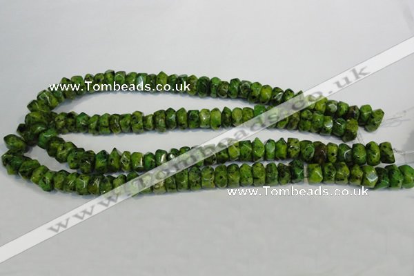 CLJ245 15.5 inches 6*11mm faceted nuggets dyed sesame jasper beads