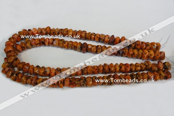 CLJ246 15.5 inches 6*11mm faceted nuggets dyed sesame jasper beads