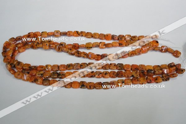 CLJ252 15.5 inches 8*8mm square dyed sesame jasper beads wholesale