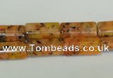 CLJ301 15.5 inches 8*16mm flat tube dyed sesame jasper beads wholesale