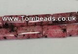 CLJ302 15.5 inches 8*16mm flat tube dyed sesame jasper beads wholesale