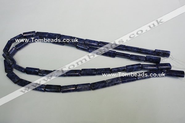 CLJ304 15.5 inches 8*16mm flat tube dyed sesame jasper beads wholesale