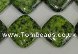 CLJ308 15.5 inches 20*20mm diamond dyed sesame jasper beads wholesale