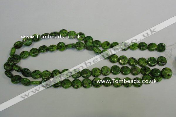 CLJ312 15.5 inches 12mm flat round dyed sesame jasper beads wholesale