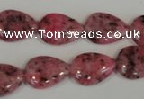 CLJ337 15.5 inches 13*18mm flat teardrop dyed sesame jasper beads