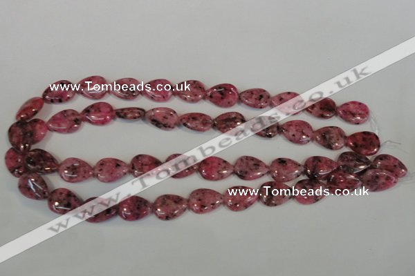 CLJ337 15.5 inches 13*18mm flat teardrop dyed sesame jasper beads