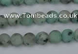 CLJ410 15.5 inches 4mm round matte sesame jasper beads wholesale