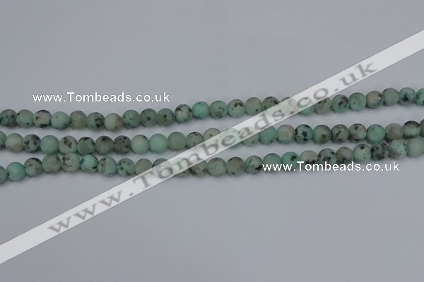 CLJ410 15.5 inches 4mm round matte sesame jasper beads wholesale