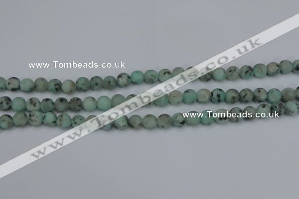 CLJ411 15.5 inches 6mm round matte sesame jasper beads wholesale