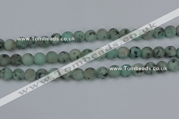 CLJ414 15.5 inches 12mm round matte sesame jasper beads wholesale