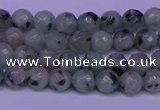 CLJ420 15.5 inches 4mm faceted round sesame jasper beads