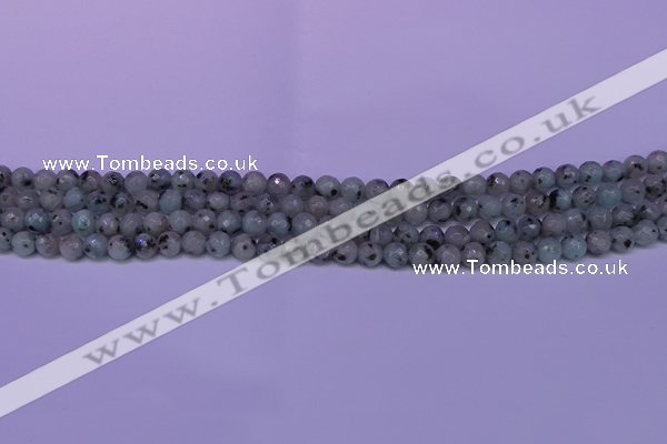 CLJ420 15.5 inches 4mm faceted round sesame jasper beads