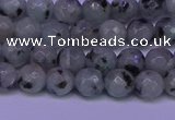 CLJ421 15.5 inches 6mm faceted round sesame jasper beads