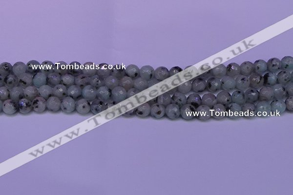 CLJ422 15.5 inches 8mm faceted round sesame jasper beads