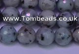 CLJ423 15.5 inches 10mm faceted round sesame jasper beads