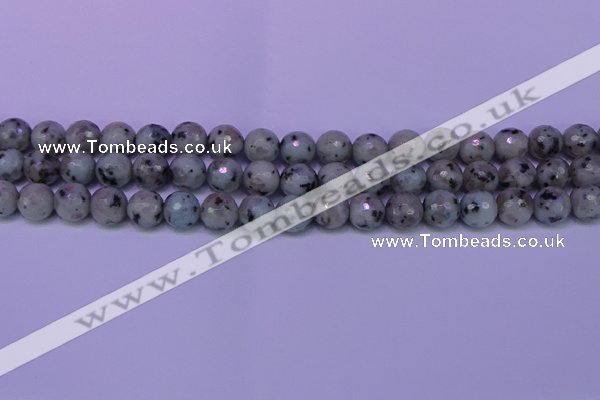 CLJ423 15.5 inches 10mm faceted round sesame jasper beads