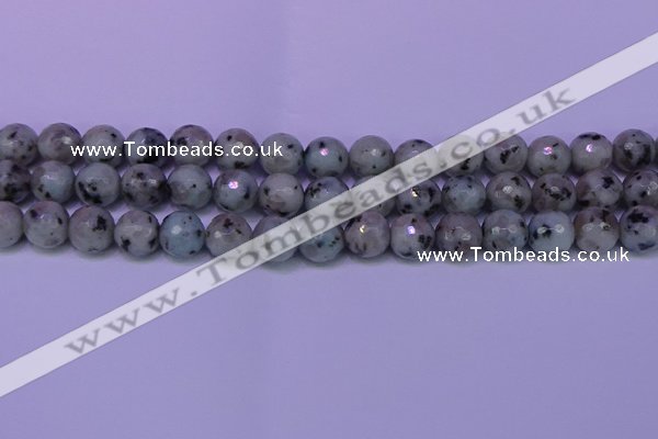 CLJ424 15.5 inches 12mm faceted round sesame jasper beads