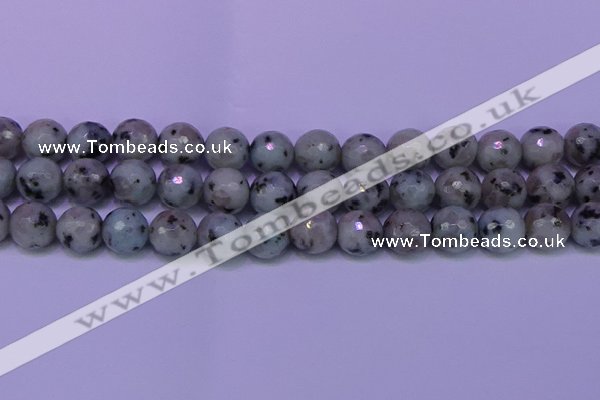 CLJ425 15.5 inches 14mm faceted round sesame jasper beads