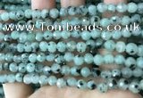 CLJ430 15.5 inches 6mm faceted round sesame jasper beads