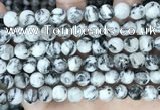 CLJ550 15.5 inches 6mm,8mm,10mm & 12mm faceted round sesame jasper beads