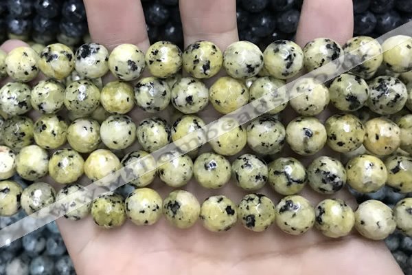 CLJ570 15 inches 10mm faceted 

round sesame jasper beads