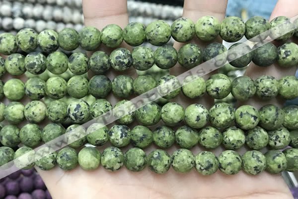 CLJ593 15 inches 8mm round matte sesame jasper beads