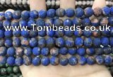 CLJ597 15 inches 8mm round matte sesame jasper beads