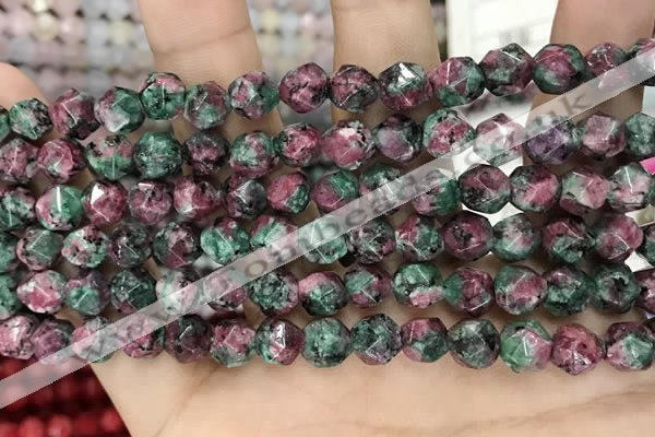 CLJ627 15 inches 8mm faceted nuggets sesame jasper beads