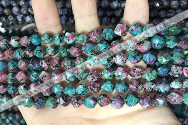 CLJ628 15 inches 8mm faceted nuggets sesame jasper beads