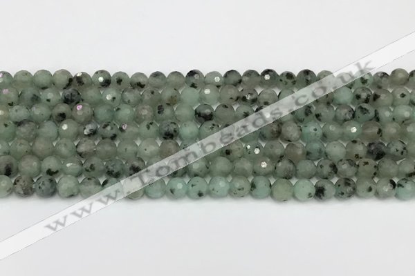 CLJ640 15.5 inches 6mm faceted round sesame jasper beads wholesale